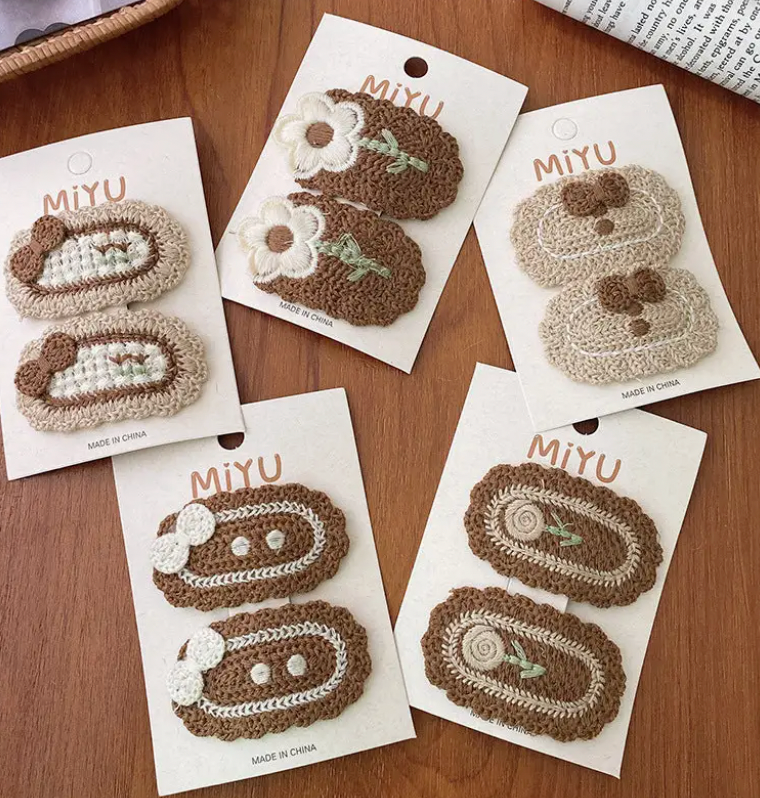 Vintage Embroidered Hair Clips