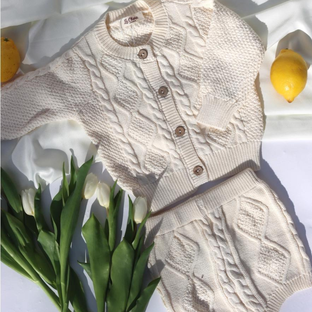 Cream Cableknit Set